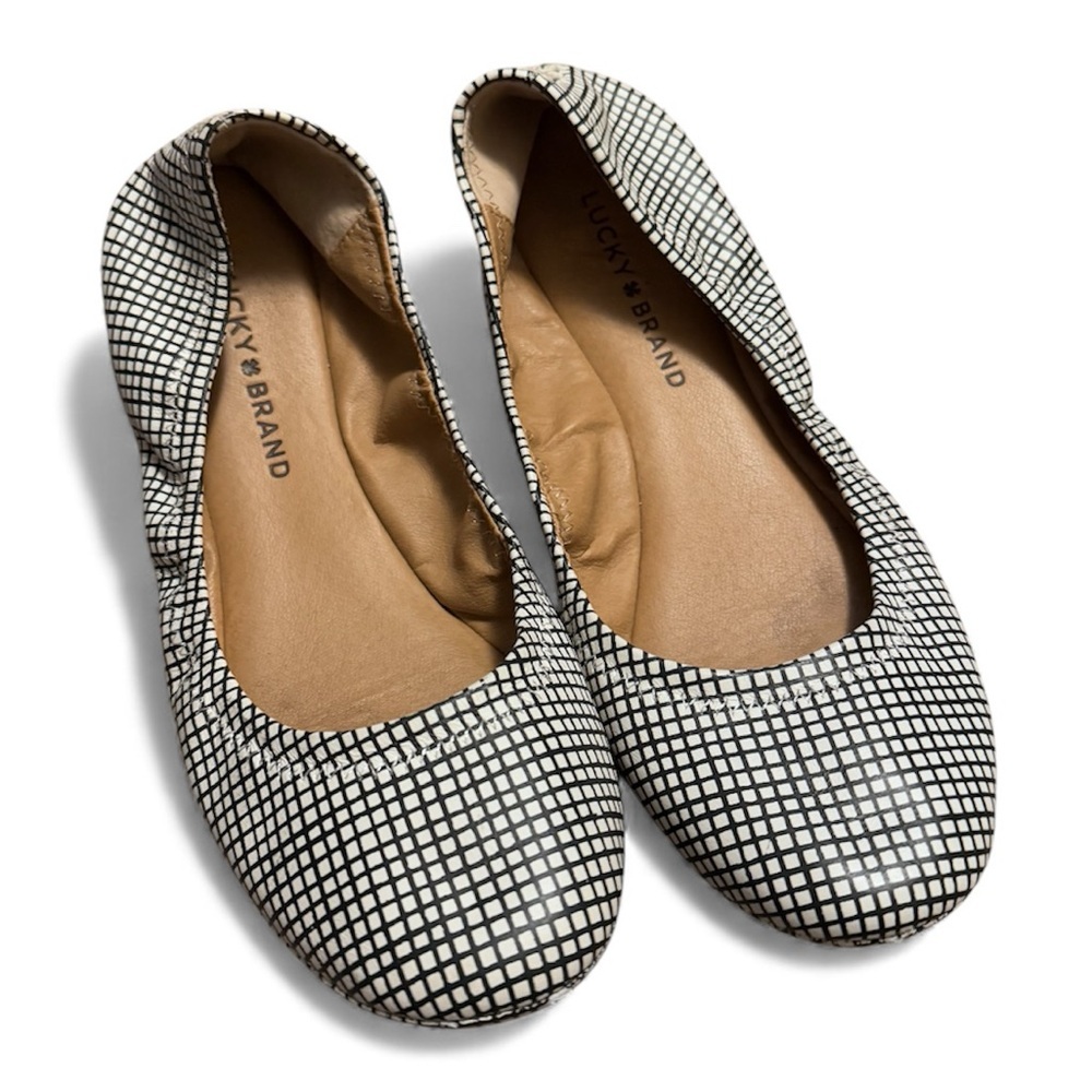 Lucky Brand grid pattern Emmie ballet flats Size 7.5